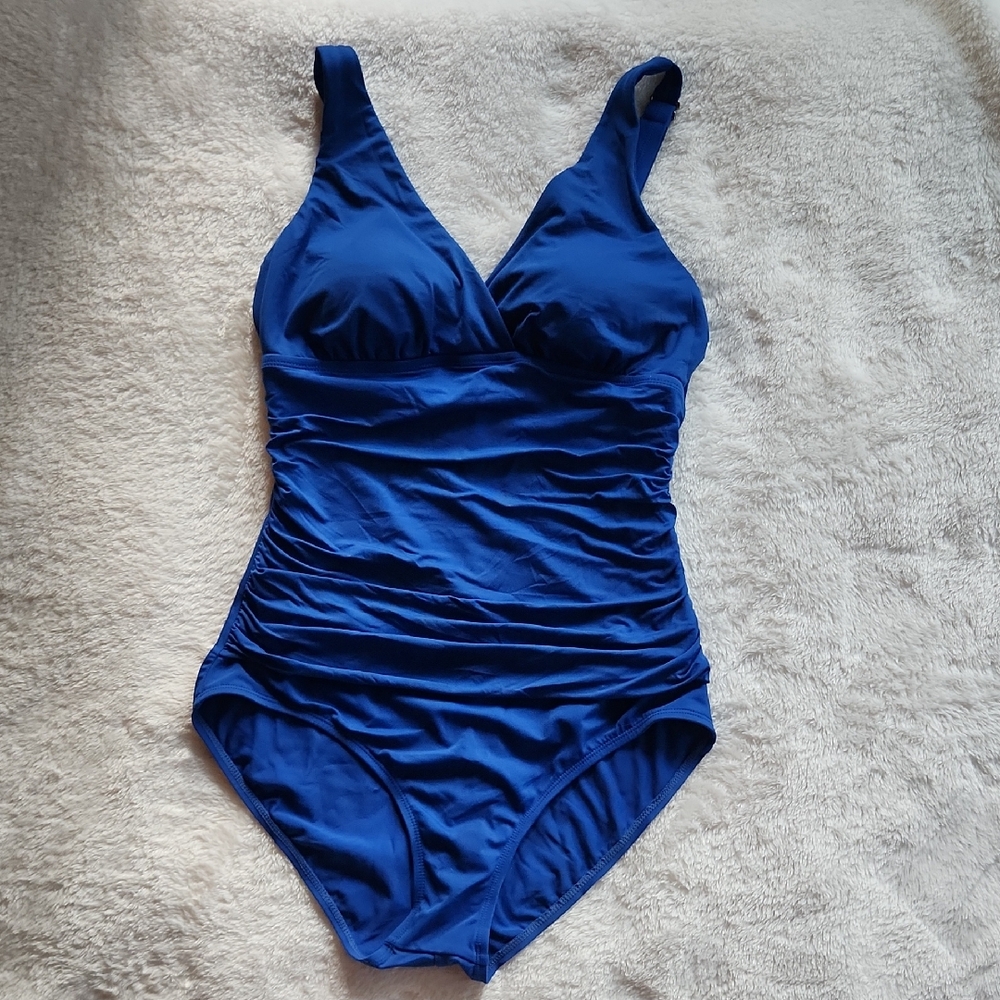Jantzen Blue One-Piece Shirred Swimsuit